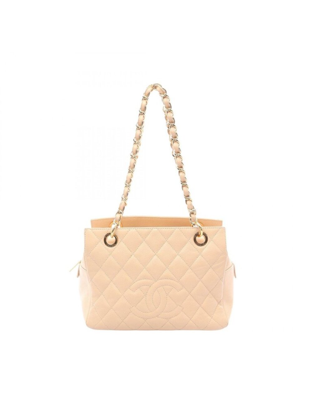 Chanel Shoulder Bag Quilted Beige Calf Chain